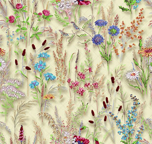 田园风多彩花卉图案背景