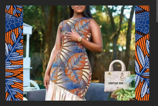 蓝红相间的叶状花纹图案