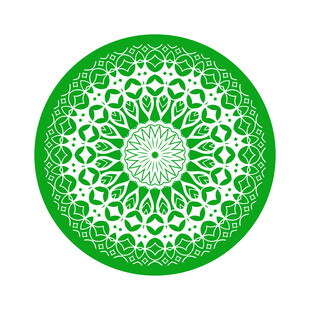 绿色圆形精美花纹图案