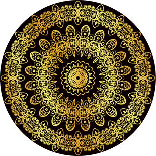 圆形黑金欧式花纹图案