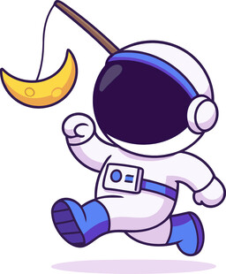 宇航员钓月亮的奇幻画面