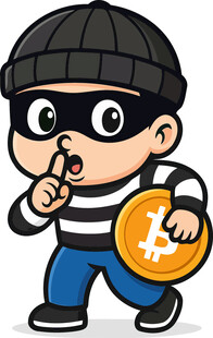 蒙面小偷持比特币示意安静