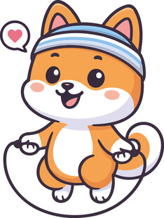 跳绳的可爱柴犬