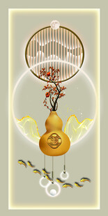 中式葫芦鸟笼装饰画