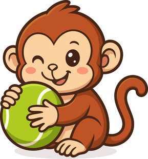 可爱小猴抱绿球