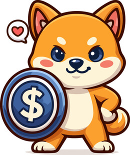 柴犬持美元盾牌萌趣形象