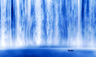 梦幻蓝色瀑布景观