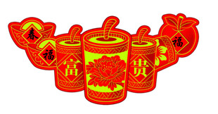 喜庆红色鞭炮装饰图案
