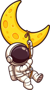 宇航员坐月亮上惬意荡秋千