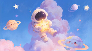 儿童房卡通星空宇宙背景图
