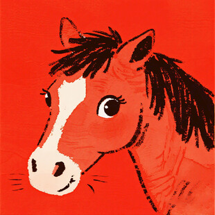 红色背景上的可爱马头