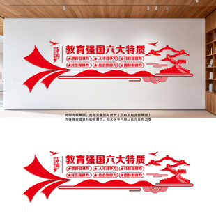 教育强国六大特质学校党建文化墙