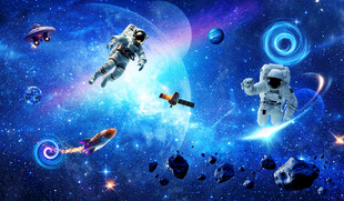 银河星球外太空陨石宇宙卫星背景