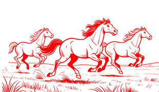 奔腾骏马图