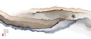 水墨抽象山水纹理图案