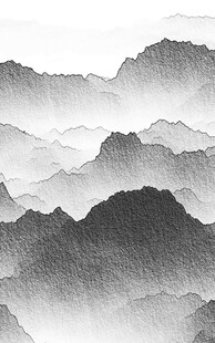 水墨群山云雾缭绕意境美
