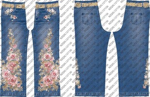 精美刺绣牛仔长裤展示