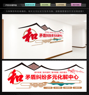 矛盾纠纷多元化解中心文化墙