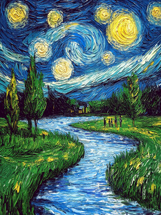 星夜下的河畔美景