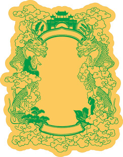 复古龙纹古楼装饰边框
