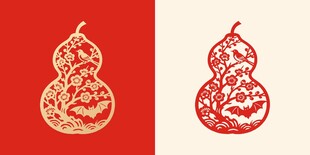 中式葫芦剪纸艺术图案