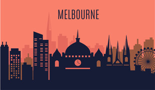 墨尔本城市天际线剪影