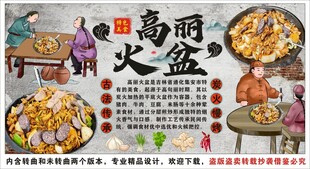 古风高丽火盆背景墙装饰画