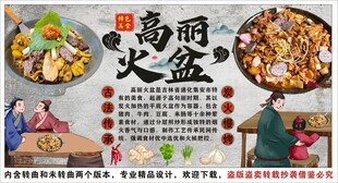 古风高丽火盆背景墙装饰画