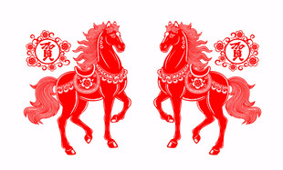 马年剪纸图案