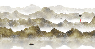 抽象山水水墨山水画