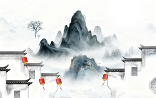 中式 新款简约山水 TIF分层