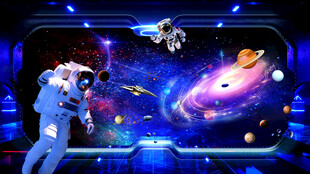 宇宙星空太空舱窗外