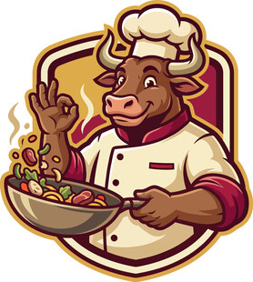 牛厨师烹饪美味佳肴