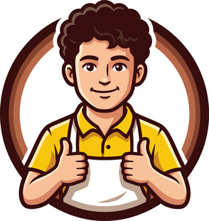 穿围裙的微笑男孩