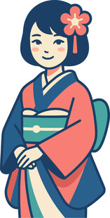 穿和服的可爱日本女孩