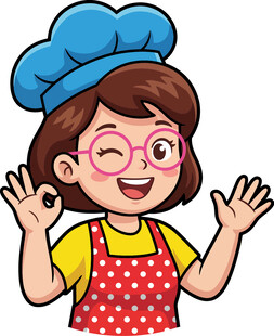 可爱女厨师开心打招呼