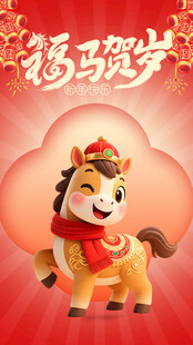 马年2026喜庆元旦海报