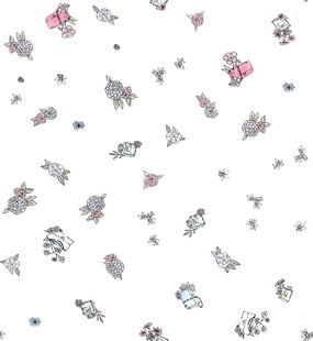 花卉昆虫图案的白色背景图