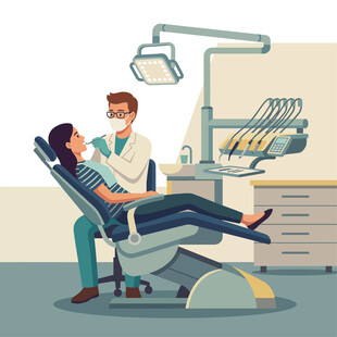 患者在牙科诊所接受治疗