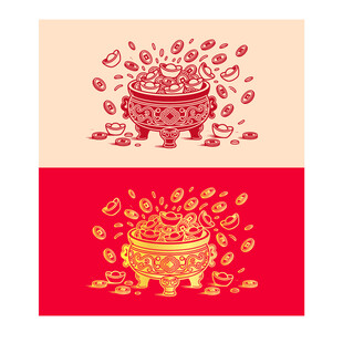 中式传统聚宝盆图案设计