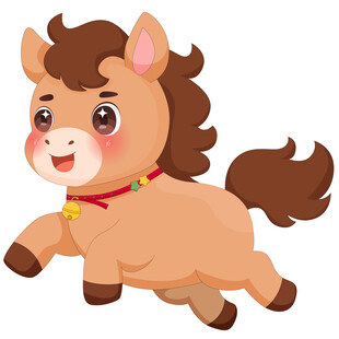 春节过年小马驹开心奔跑传统节日