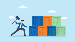 打破阻碍的商务精英