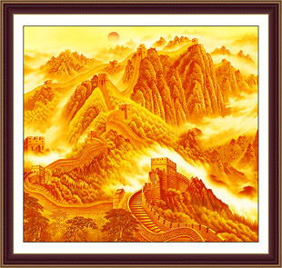 金色万里长山水画