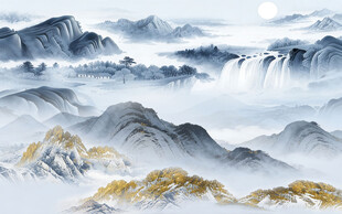 客厅 意境山水新画 TIF分层