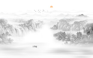 中式山水屏风画