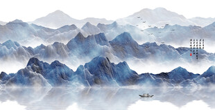 新中式水墨山水画