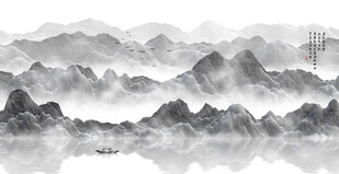 意境水墨山水画