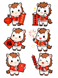 可爱生肖马拜年形象集合