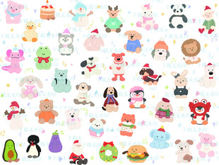 可爱卡通动物与物品贴纸