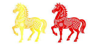 剪纸骏马马年静电贴